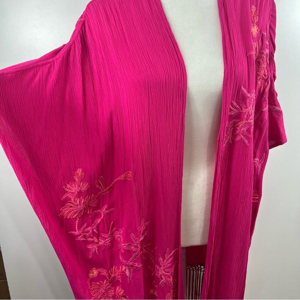 Chico's Fuchsia Floral Fringe Wrap - Picture 8 of 16